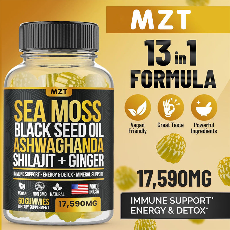 Empower Your Wellness with 13-in-1 Seamoss, Blackseed Oil, Ashwagandha, and Turmeric Gummies