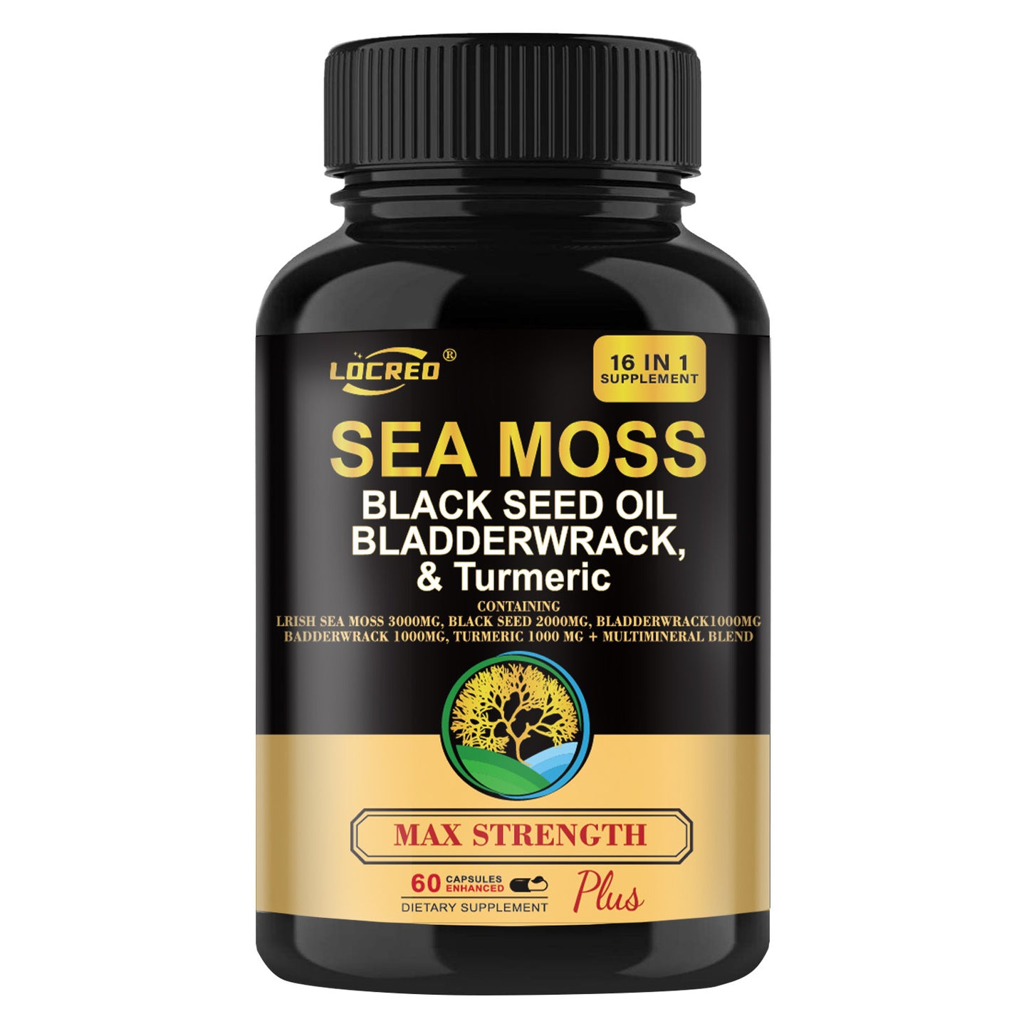 Ultimate 16-in-1 Joint Support Sea Moss Capsules – Black Seed Oil, Bladderwrack & Turmeric for Women’s Health