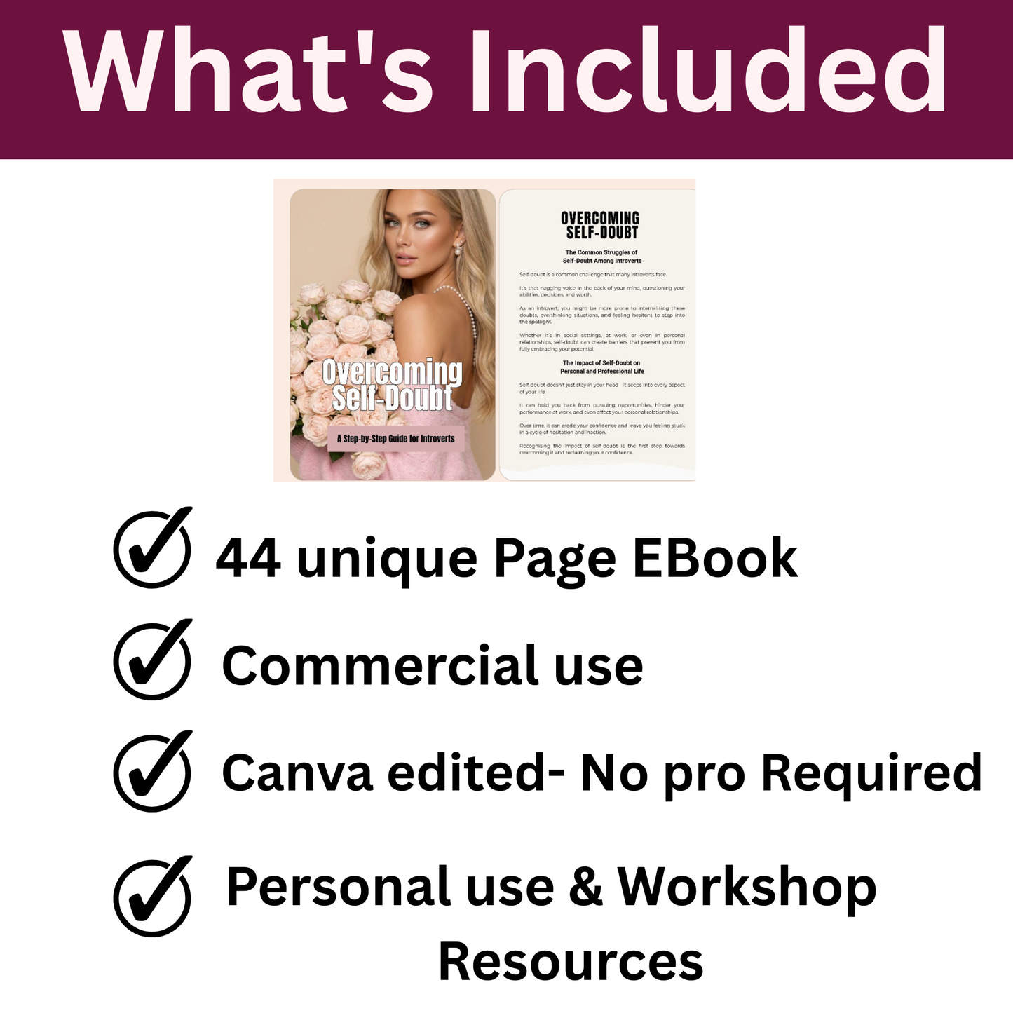 Overcoming Self Doubt-Confidence & Mindset Workbook for Women