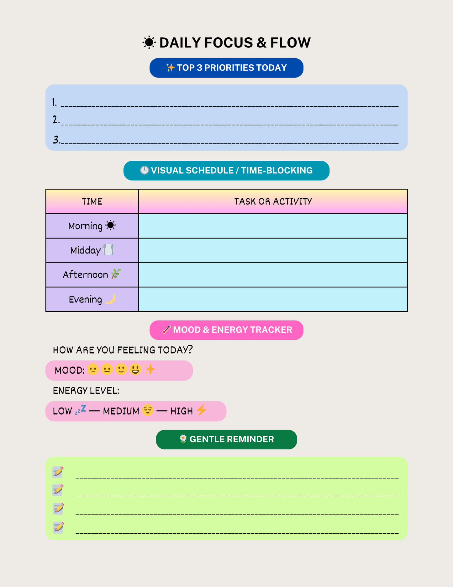 ADHD Planner for Women | Daily Focus, Organization & Self-Care Digital Planner