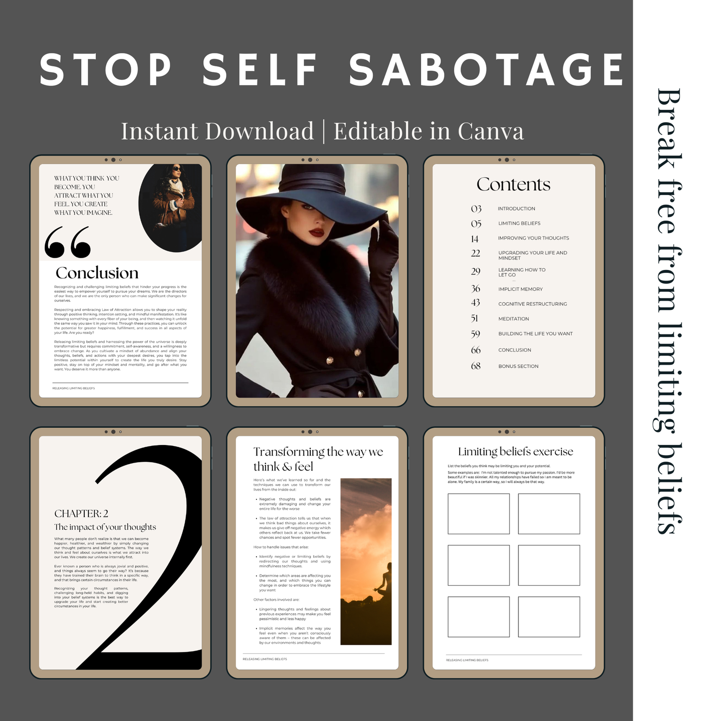 Break Free from Limiting Beliefs Workbook for Women | Mindset Reset & Confidence Builder