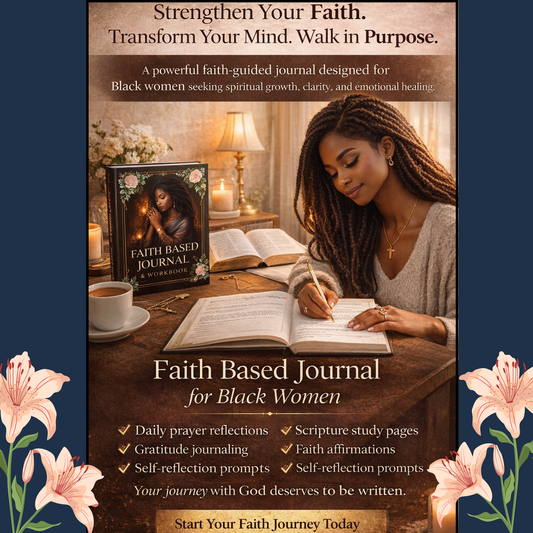 Christian reflection journal pages with prayer prompts and scripture study exercises