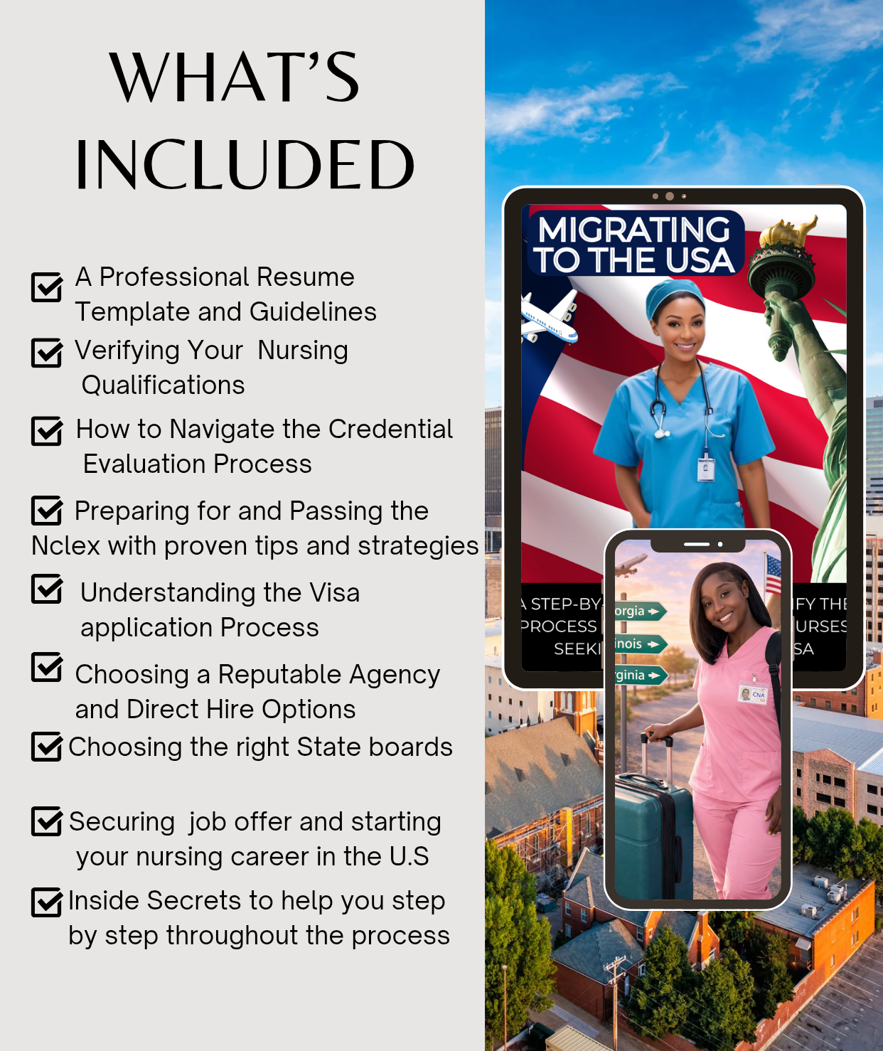 The Complete International Nurse Immigration Guide to the USA (95 Pages) – Step-by-Step NCLEX & Visa Pathway