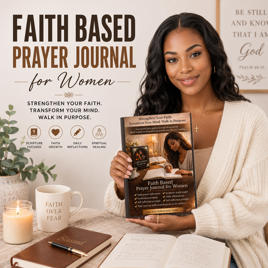 Christian reflection journal pages with prayer prompts and scripture study exercises