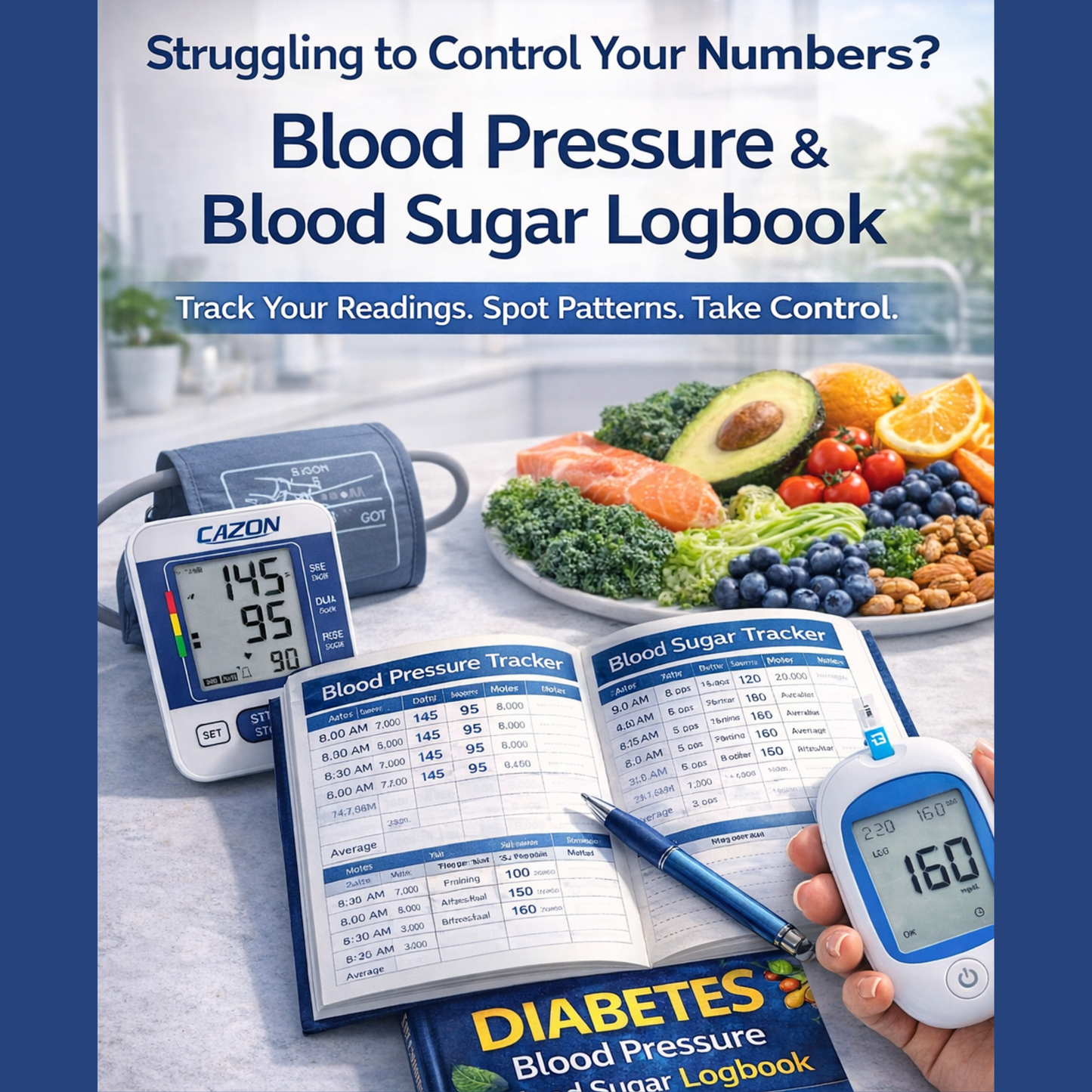 Blood Pressure & Blood sugar Logbook-Daily Health Tracker for Diabetes & Hypertension